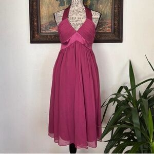 Silk Maggy London Halter Empire-Waist Midi Dress